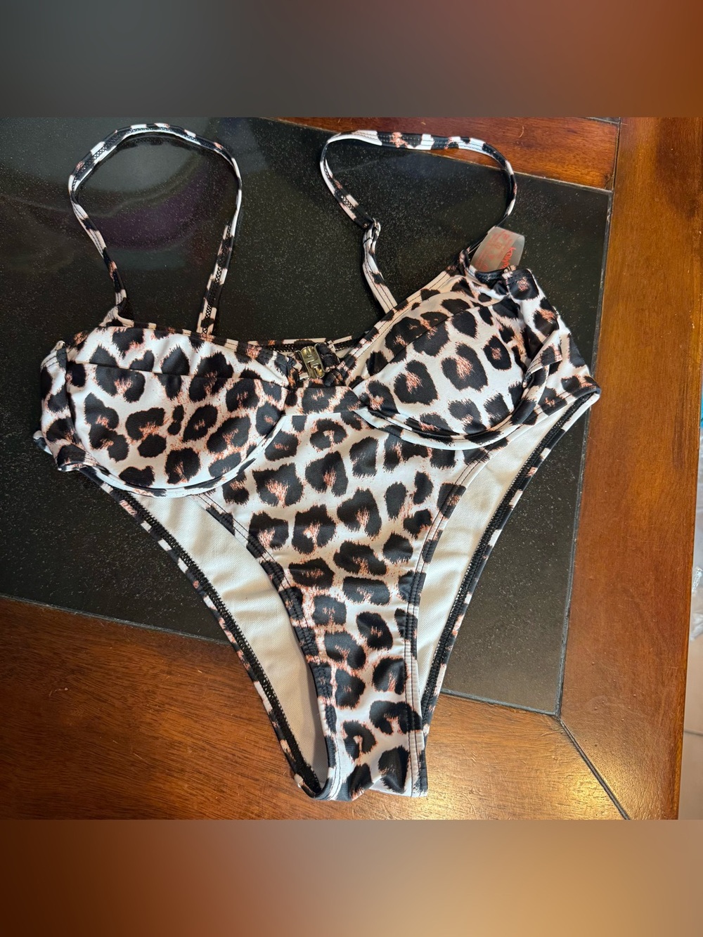 ROMWE Leopard-Print Two-Piece Swimsuit Small